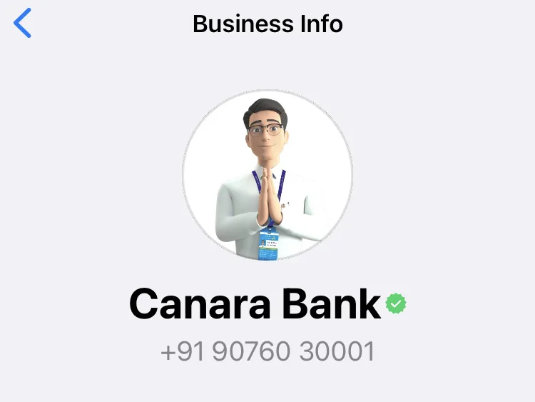 Canara Bank WhatsApp Banking