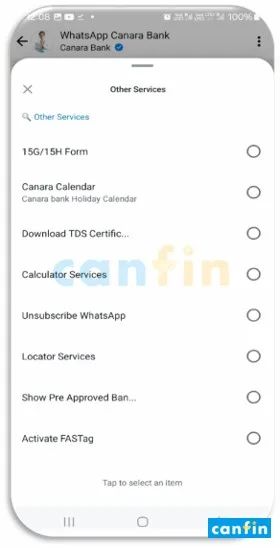Canara Bank WhatsApp Banking, केनरा बैंक वाट्सऐप बैंकिंग, કેનરા બેંક વોટ્સએપ બેંકિંગ