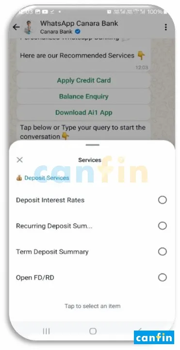 Canara Bank WhatsApp Banking, केनरा बैंक वाट्सऐप बैंकिंग, કેનરા બેંક વોટ્સએપ બેંકિંગ
