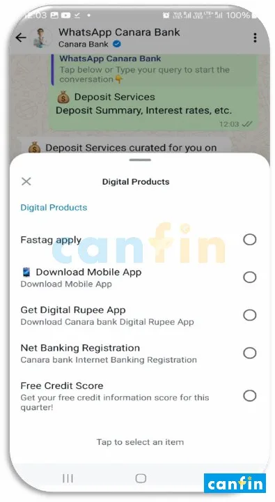 Canara Bank WhatsApp Banking, केनरा बैंक वाट्सऐप बैंकिंग, કેનરા બેંક વોટ્સએપ બેંકિંગ