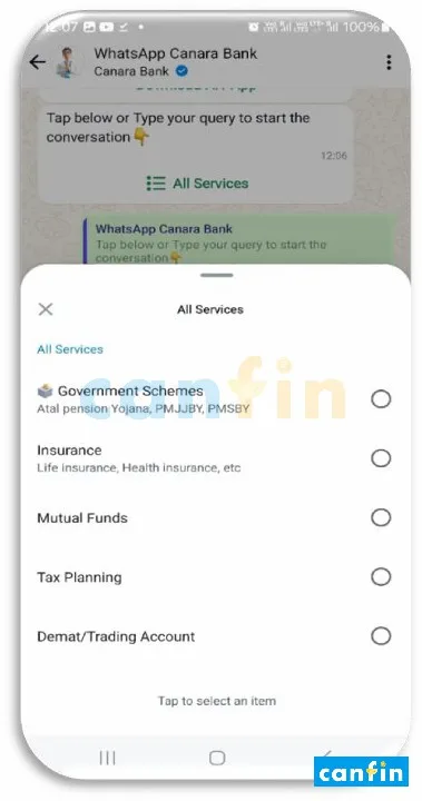 Canara Bank WhatsApp Banking, केनरा बैंक वाट्सऐप बैंकिंग, કેનરા બેંક વોટ્સએપ બેંકિંગ