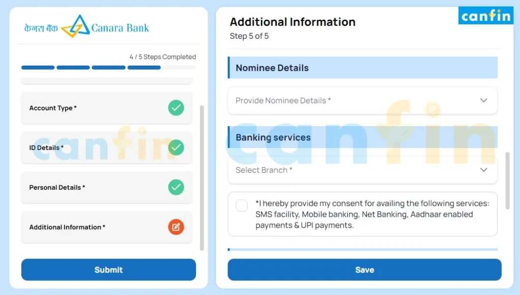 Canara Bank Online Account Opening