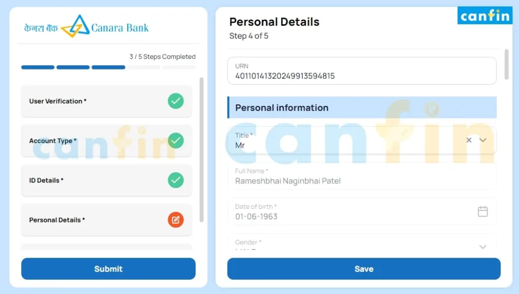 Canara Bank Online Account Opening