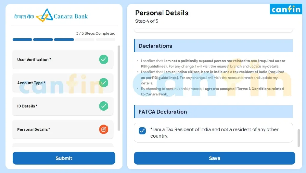 Canara Bank Online Account Opening