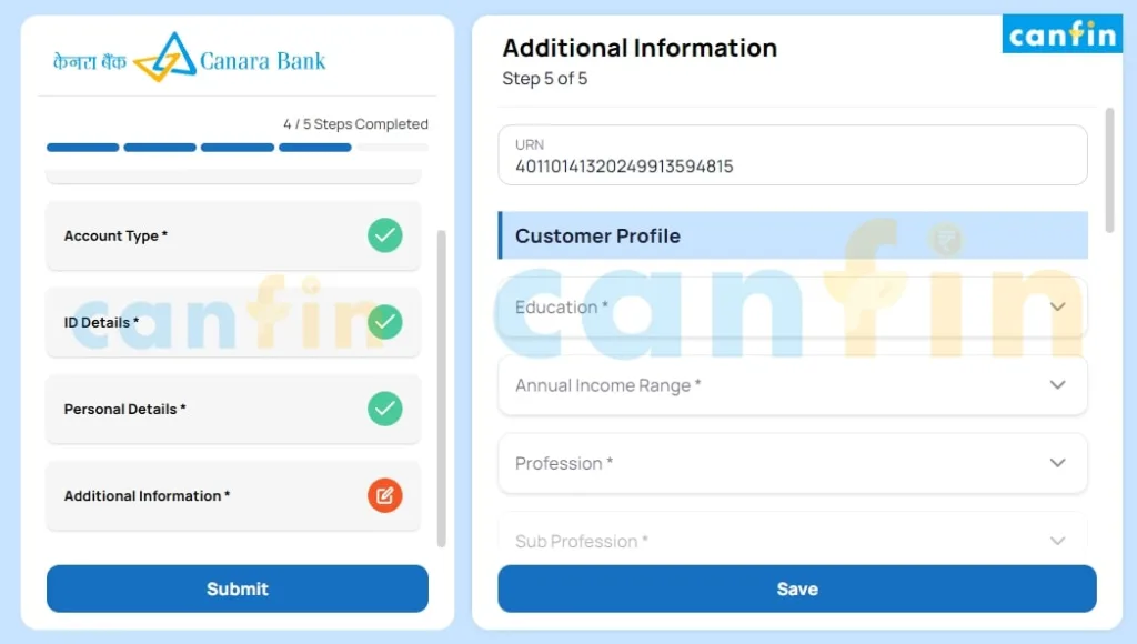 Canara Bank Online Account Opening